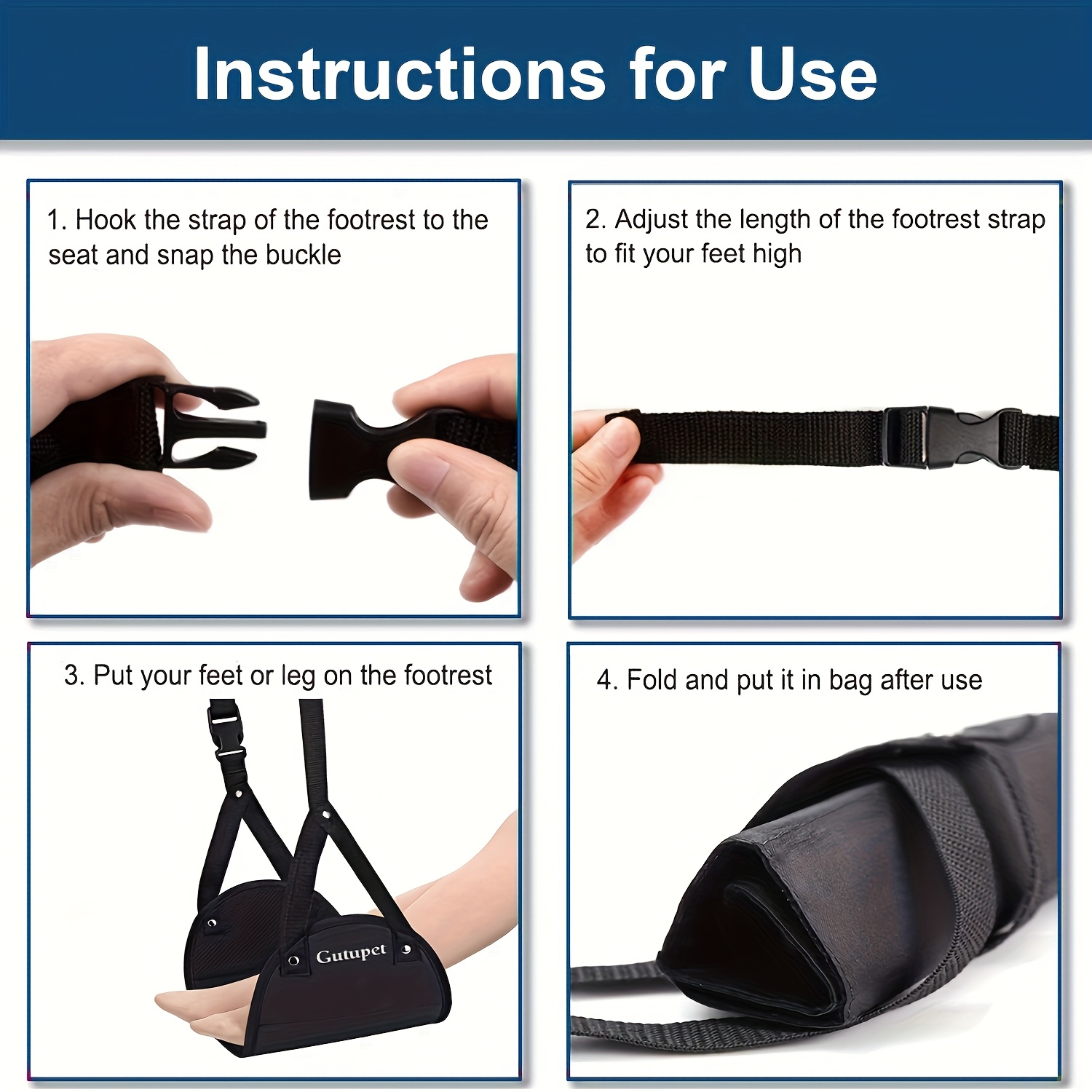 A Foot Hammock for Airplanes, Footrest, Travel Footrest for Flights, Hanging Leg Hammock with Straps, Portable Travel Accessory, Adjustable Height for Use in Planes, Trains, And Offices.