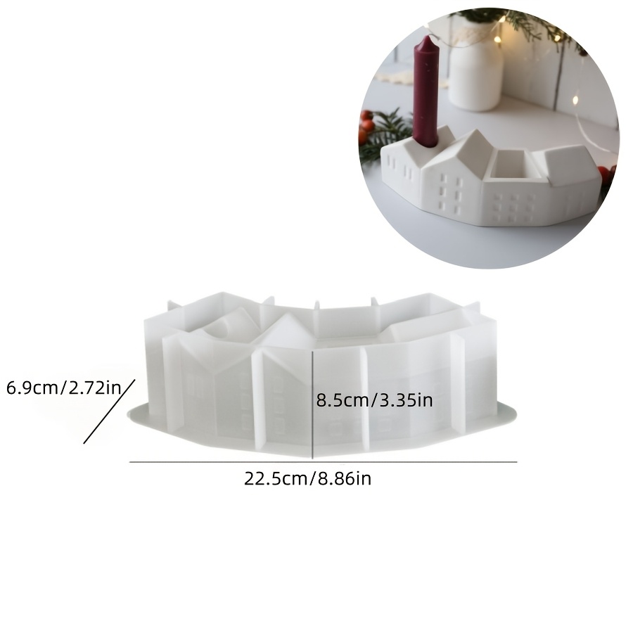 TEMU Fun Nordic Christmas House Mold - Half-gypsum Suitable For Resin/candle Holder Molds, Reusable Silicone Mold For Diy Crafts, European-themed