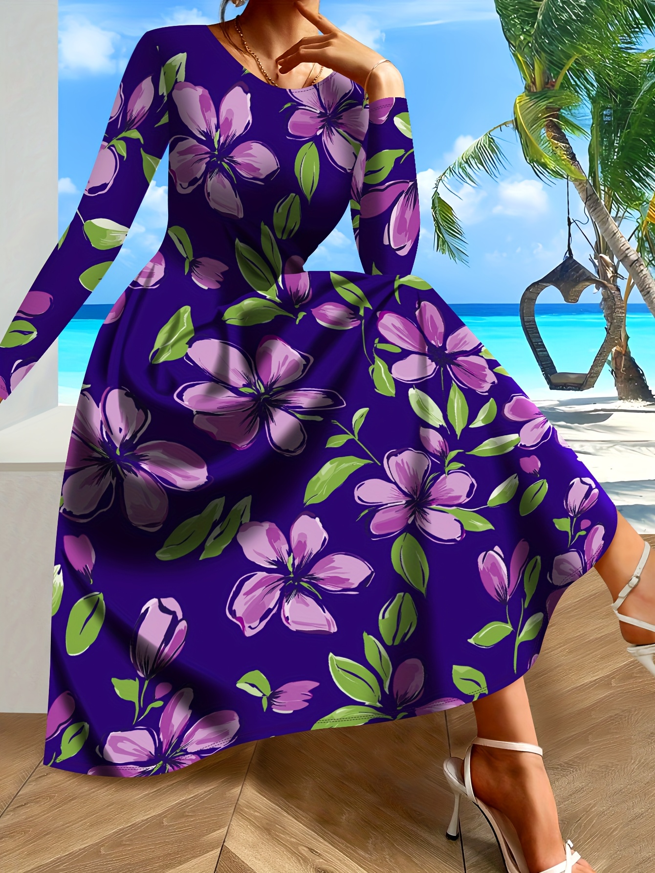 plus size plus size plus size holiday floral print dress new - Temu  Mauritius