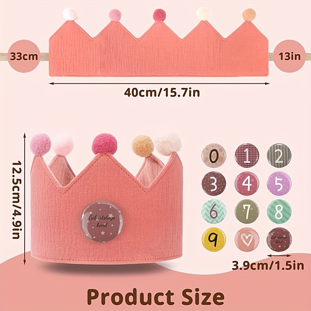 Image of Birthday Decorations, Reusable Birthday Crown Party Hats, Number Button Crowns 0-9, Birthday Party Decorative Hats