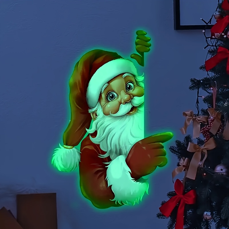1pc -the-dark Santa Claus Home Wall Sticker, Festive Celebration Glow Family Decorative Decal