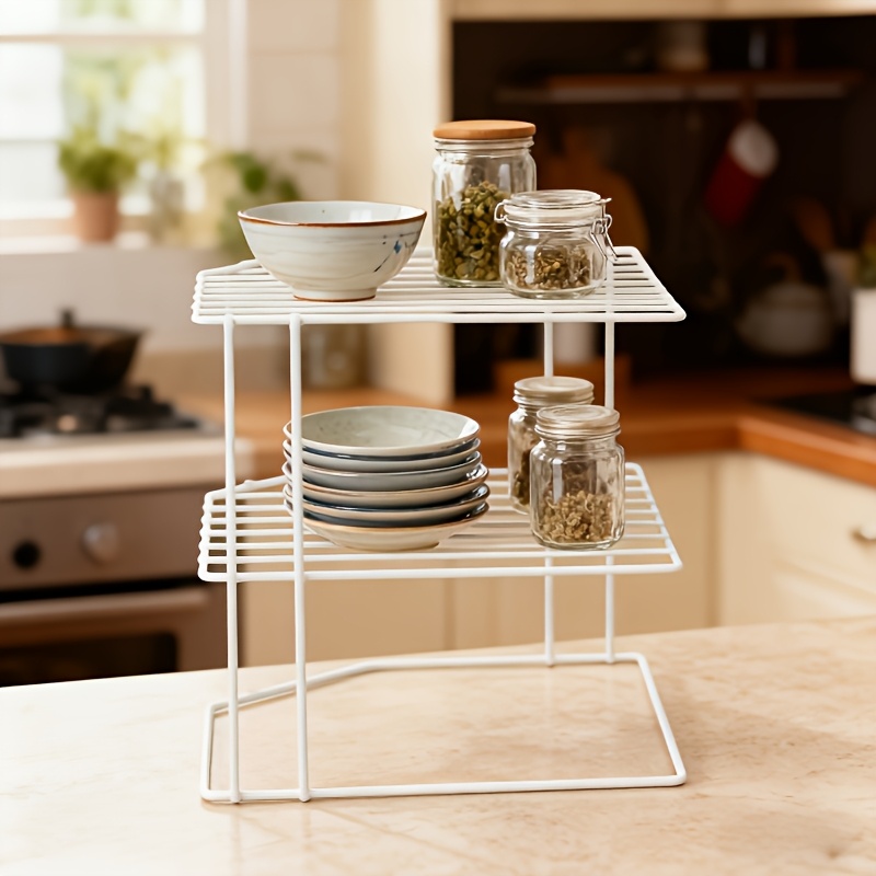 White Three-Tier Corner Insert Storage Rack, Efficient Space-Saving Solution