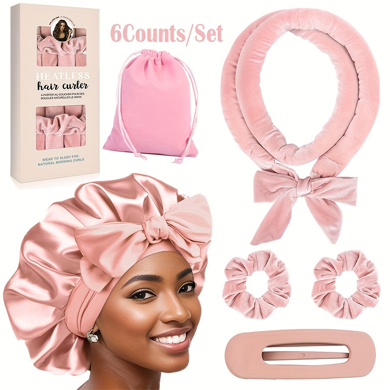 Headband Heatless Hair Curling Ribbon Wrap Satin Heatless Curling