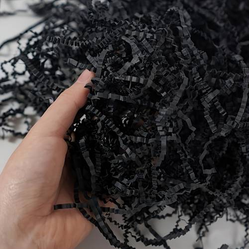 imagen del artículo de relleno de rafia desmenuzada negra, para envolver regalos, rellenar cestas y artículos para fiestas de /