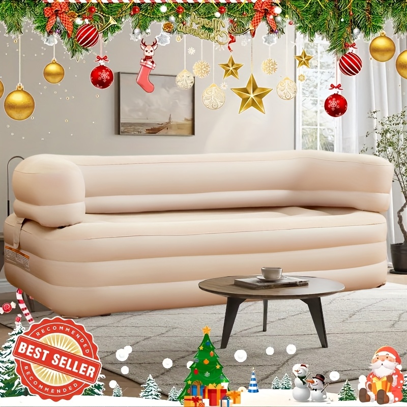 3-in-1 Inflatable Chair Sofa with 3Min Fast Pump Air Pump Nozzles  450Lbs Weight Capacity Portable Outdoor Air Cushion for Camping, B