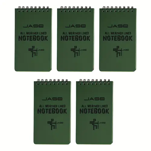 1 2 5pcs all weather waterproof notebook pocket size 3 x5 military green suitable for outdoor activities hiking camping and emergency recording