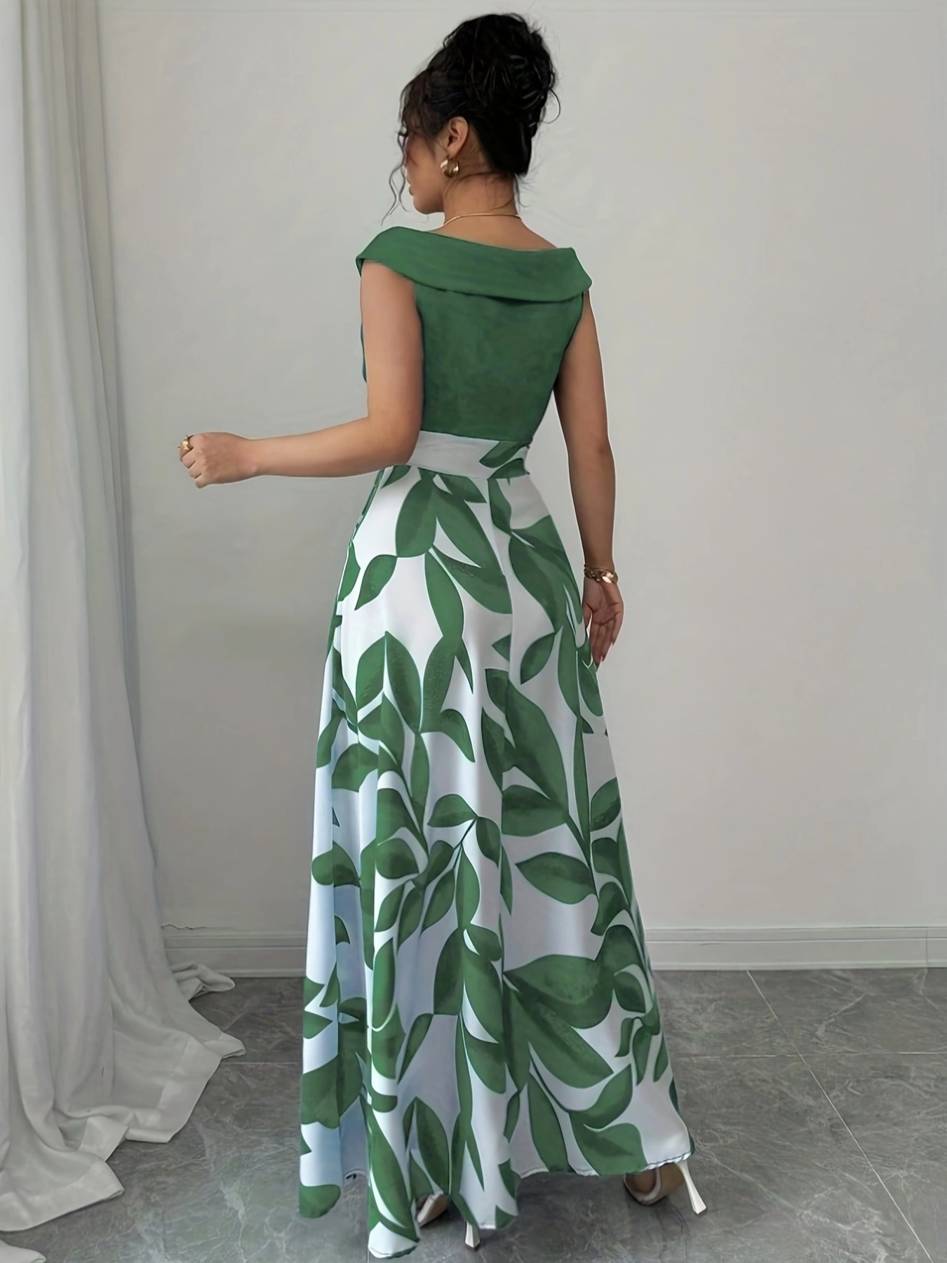 an elegant v neck floral print a line maxi dress pockets - Temu Oman