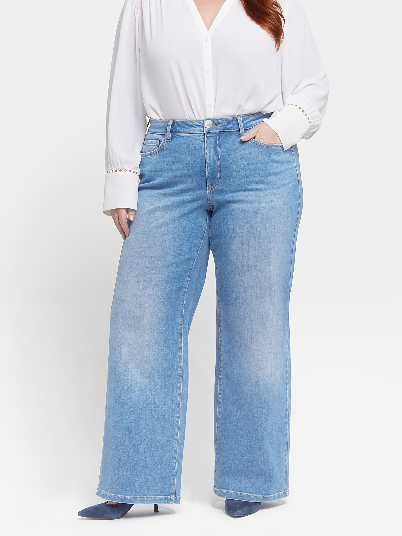 Boyfriend Jeans Plus Size Jeans Long Length Women's High-rise