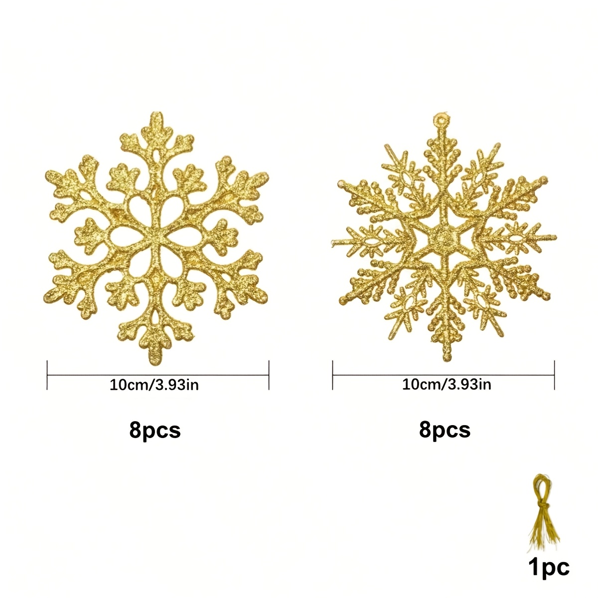TEMU 17pcs Champagne Golden Snowflake Ornaments - Elegant Hanging Decorations Suitable For Christmas Tree, Garland, , New Year' With Champagne Golden