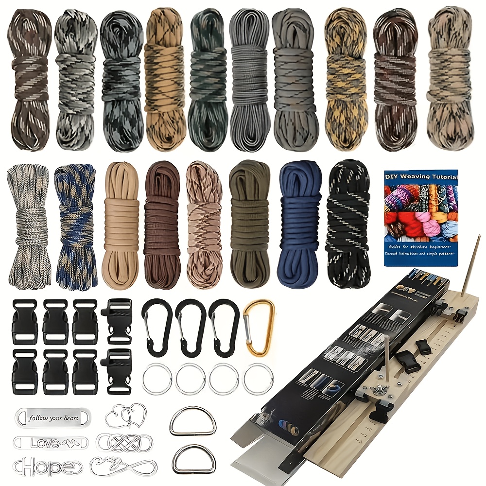 TEMU Diy 7-strand Braided Cord Tool Kit - Complete Braiding System With Multicolor Cord Material & Tool Set Suitable For Woven Bracelets, Braiding
