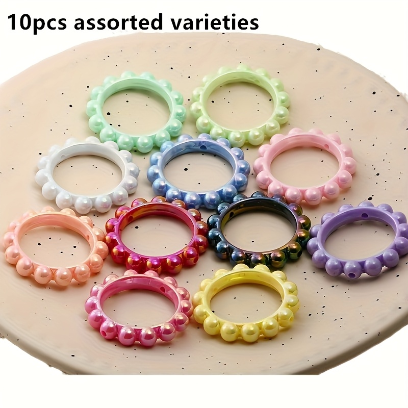 Image of 10pcs Beads For Pens, Acrylic 3d Hollow Circle Beads Bulk For Beadable Pens Keychain Making Jewelry Supplies For Teacher Assorted Varieties