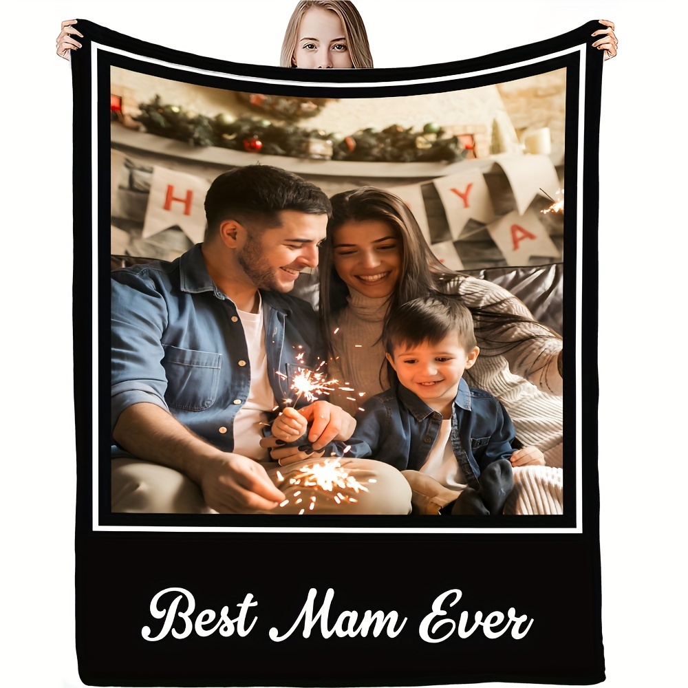 

1pc Personalised Flannel Blanket With Picture, Hd Print Custom Photo Blanket, Custom Flannel Blanket Belonging To Your Family, Mother's Day Gift, Commemorative Blanket, Great Holiday Gift