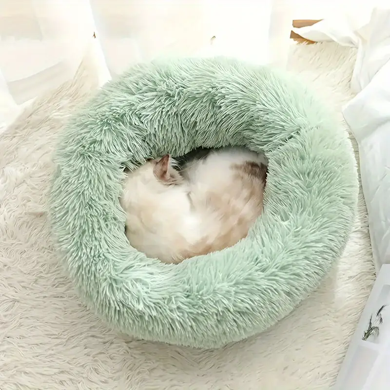 1 soft and comfortable cat bed with unique round design providing a cozy sleeping space for cats and small dogs to sleep pet cushion Product details 6