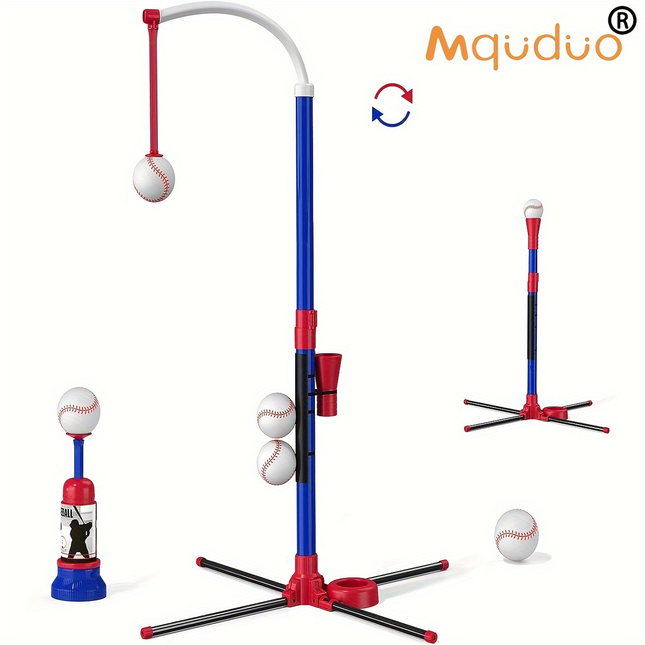 

3 In 1 Kids Baseball Toy Set, For Kids 3-5 Years Old, With Hanging Ball Holder/standing T-ball/auto Launcher/6 Baseballs, Adjustable Height Toddler Baseball Set Indoor Outdoor Sports Gift Toy