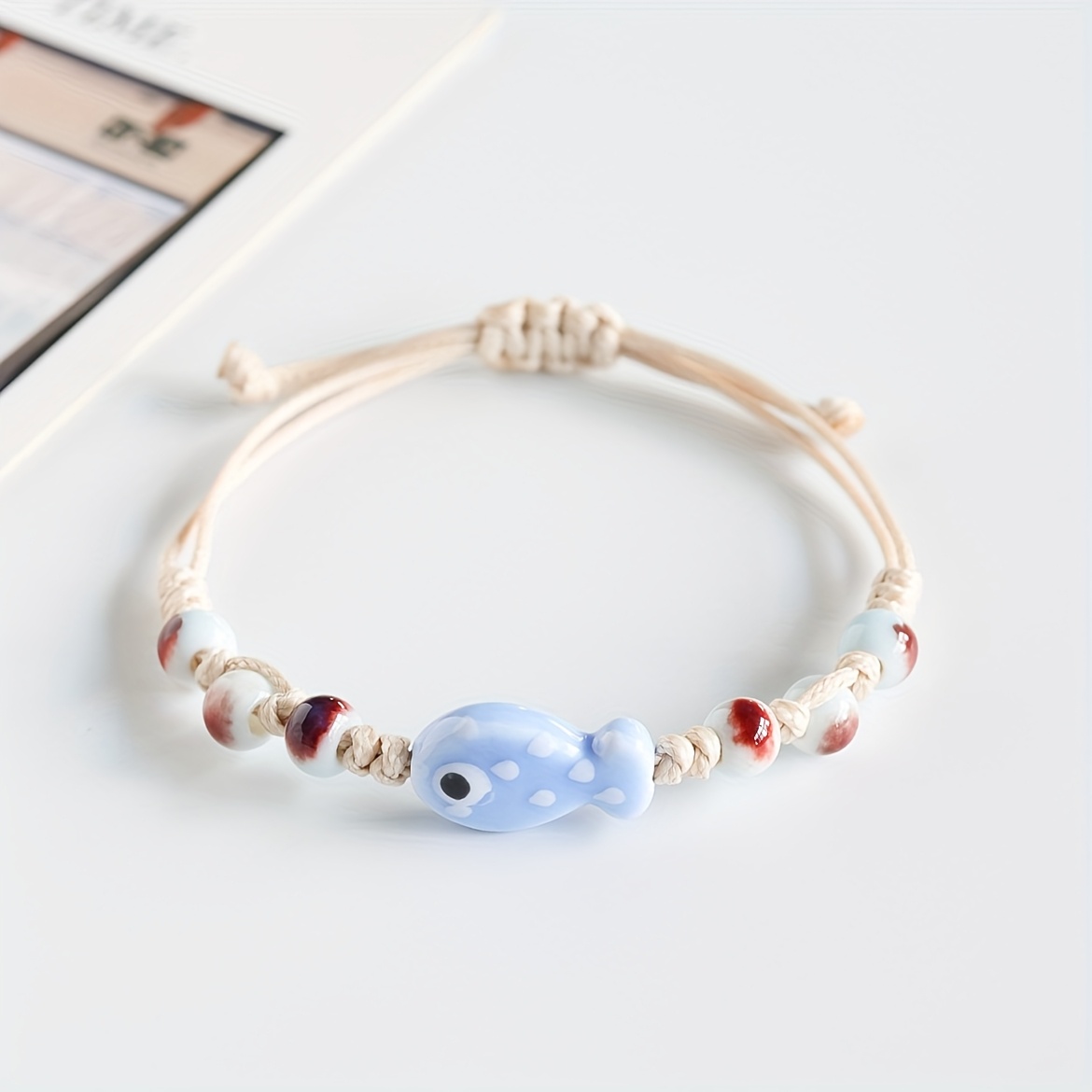 A Stylish, Fade-resistant Ceramic Bracelet For Women, Featuring A Easy Ocean-. This Handmade Adjustable Length Bracelet Is Wear, Travel, Vacations, Parties, And