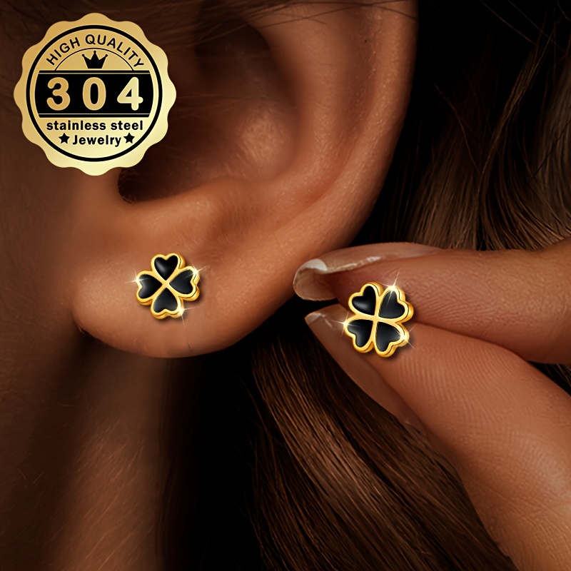 Women's 304 Stainless Steel Earrings With Resin, Hypoallergenic Daily Studs, Unique Gift Idea