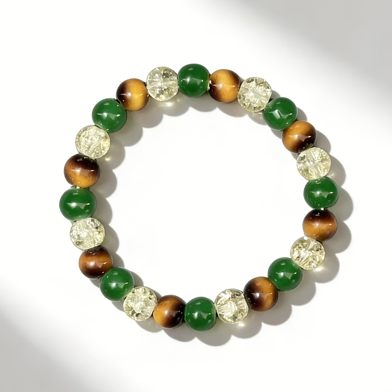 2pcs Pink Cherry Blossom Agate Tiger Eye Bracelet Set