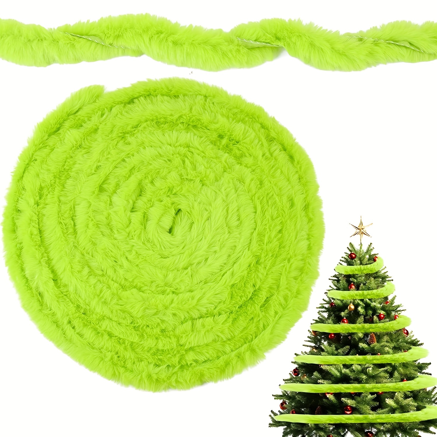 

Green Fur Trim Ribbon Roll - 3.2ft/6.5ft/9.8ft, Soft Plush Fabric For Diy Christmas Garland, Wreaths, Bows & Tree Skirts - Classic Holiday , Decorative Bows| Ribbon|polyester Fabric, Christmas Ribbon