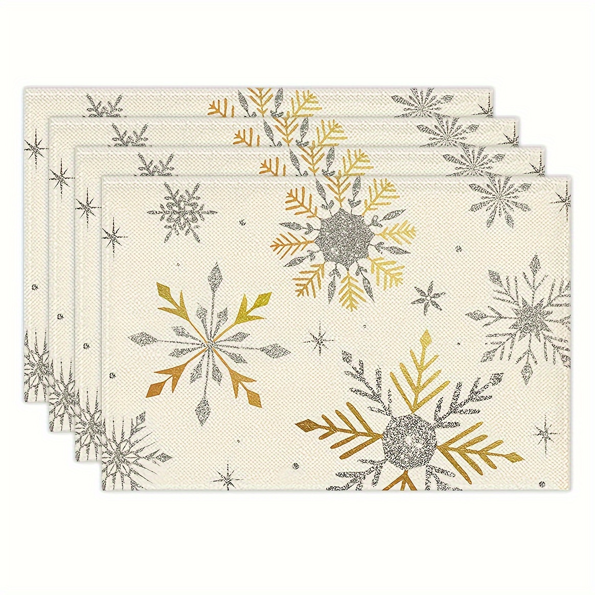 

Christmas Snowflake Placemats Set Of 4 - Machine Washable Polyester Table Mats, 12x18" Woven Square Place Mats For Holiday Dining Decor, Fade Resistant And Durable For Kitchen Parties