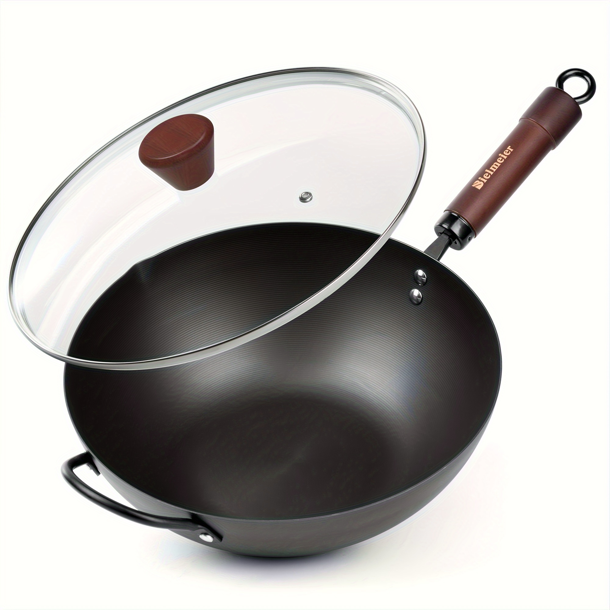 

Bielmeier Wok Pan With Li, Versatile And Durable Carbon Steel Wok-natural Non-stick Woks And Stir Fry Pans, Flat Bottom Wok Suitable For All Cooktops - Perfect For Asian Cuisine