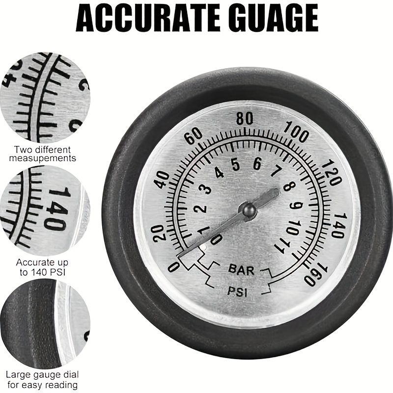 Manual High Pressure Portable Air Pump with Digital Gauge & Barometer - Heavy-Duty Aluminum/PC Construction, Large Pressure Gauge, Sturdy Base & Ergonomic Handle for, Car, Motorcycle, EV, Inflatable Boats, Balls, Pools - Heavy-Duty Tire Inflator, Compact & Portable Design, No Electricity Required, Portable Air Pump Manual, Air Pump for Car Tires, Balloon Pump, Air Pump for Bicycles Manual, Mini Portable Air Pump