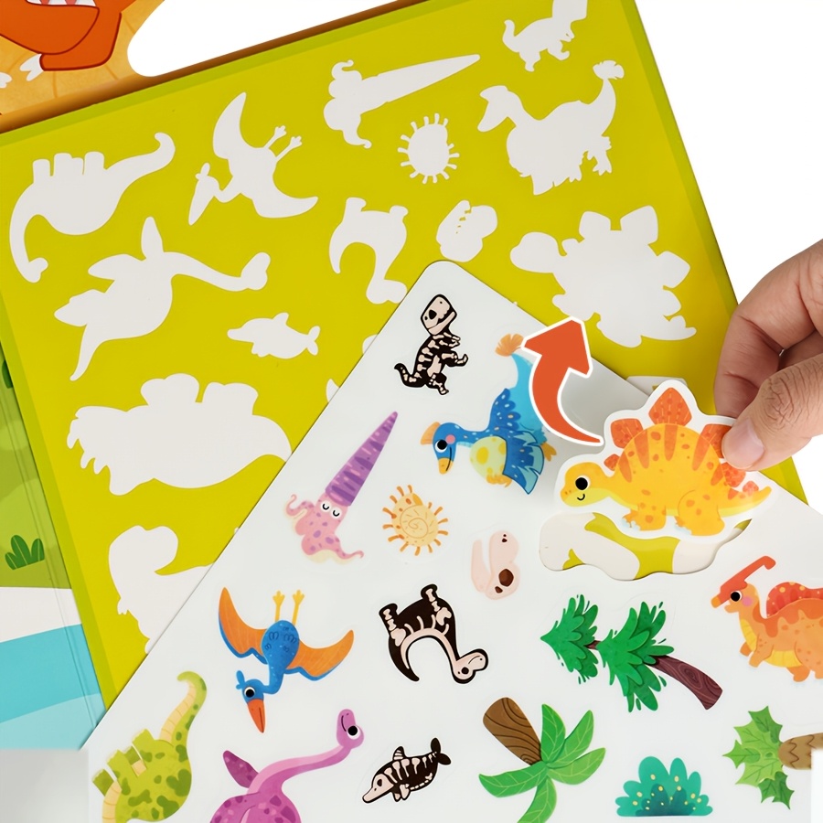 DIY Pasteable Dinosaur Sticker Book, Portable Activity Toy