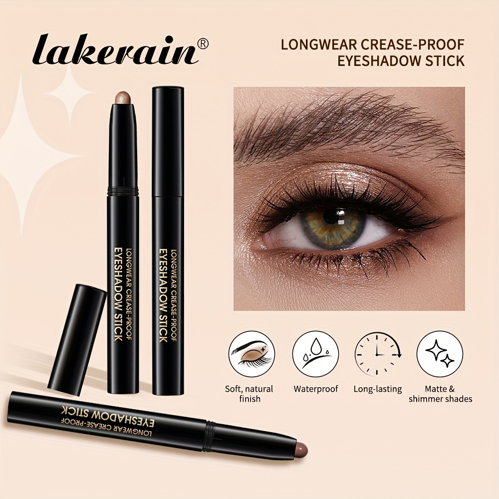 Lakerain Creme Øjenskygge Stick | Mat Perlemors tekstur til 3D Øjenmakeup, Vandfast og Svedresistent, Tilgængelig i 9-18 Farver