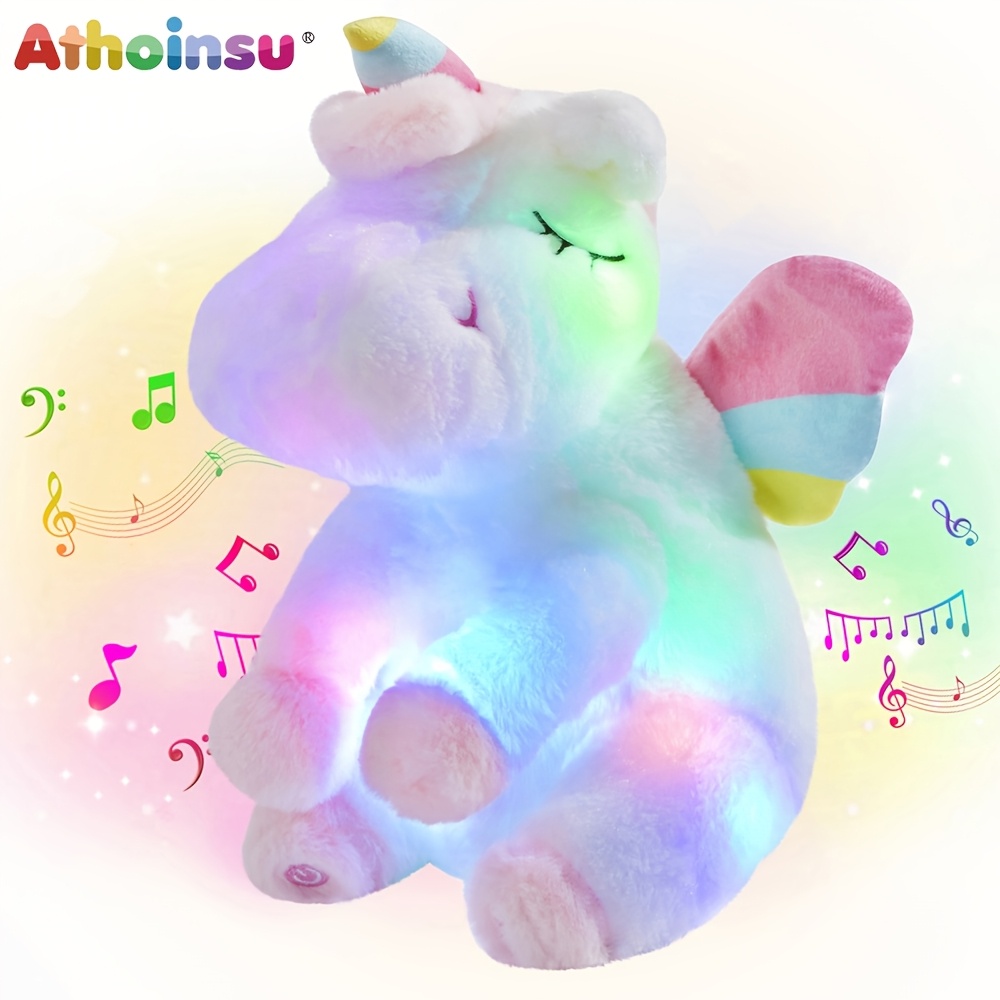 TEMU Glowing Unicorn Plush Toy With Music (battery-free), Cute Unicorn Stuffed Animal, Christmas And New Year' Gift, Suitable For Girls' Birthday