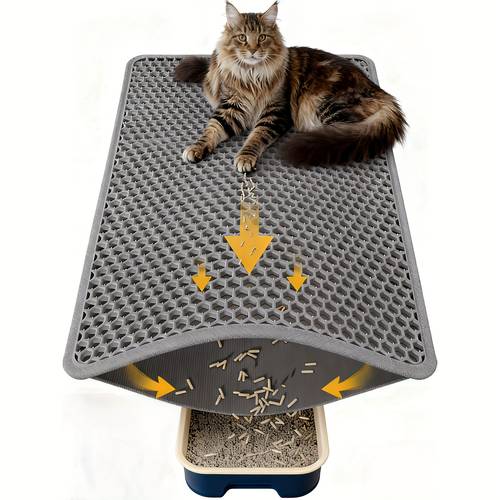 large 23 6 35 4in cat litter mat double layer eva honeycomb non slip easy clean fits multi cat households large litter boxes