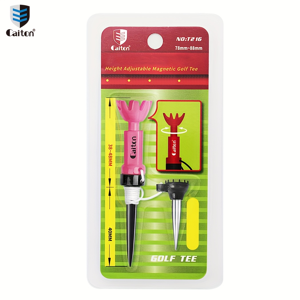 TEMU Caiton 1pc Height-adjustable Golf Tee, 78-88mm, 360° Rotating, 8-claw Design, 4 Color (optional) Stable & Durable, Shock-resistant.