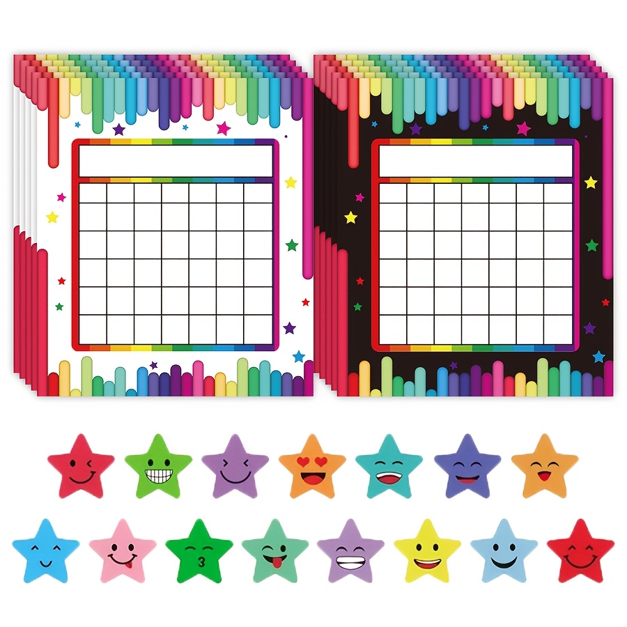 TEMU 10 Pochettes de Suivi de avec 600 Étoiles Adhésives, Ensemble d'Étiquettes Multicolores de Style Récompense pour , la Planification, les