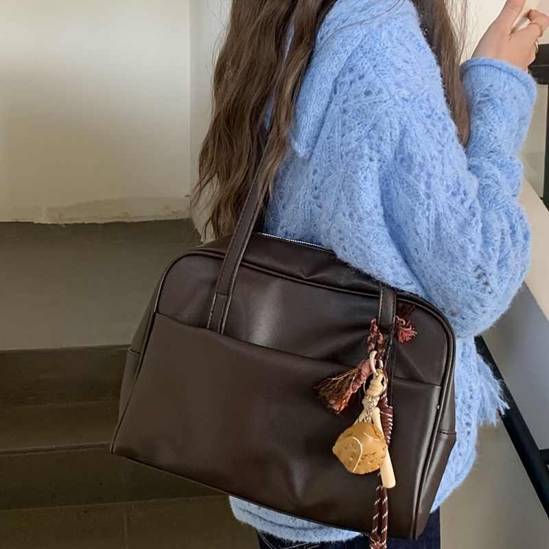 

Sac Fourre-Tout Chic d'Inspiration Vintage pour Femmes - Grande , Étanche, Couleur Unie avec Bandoulière Fixe, Fermeture Éclair