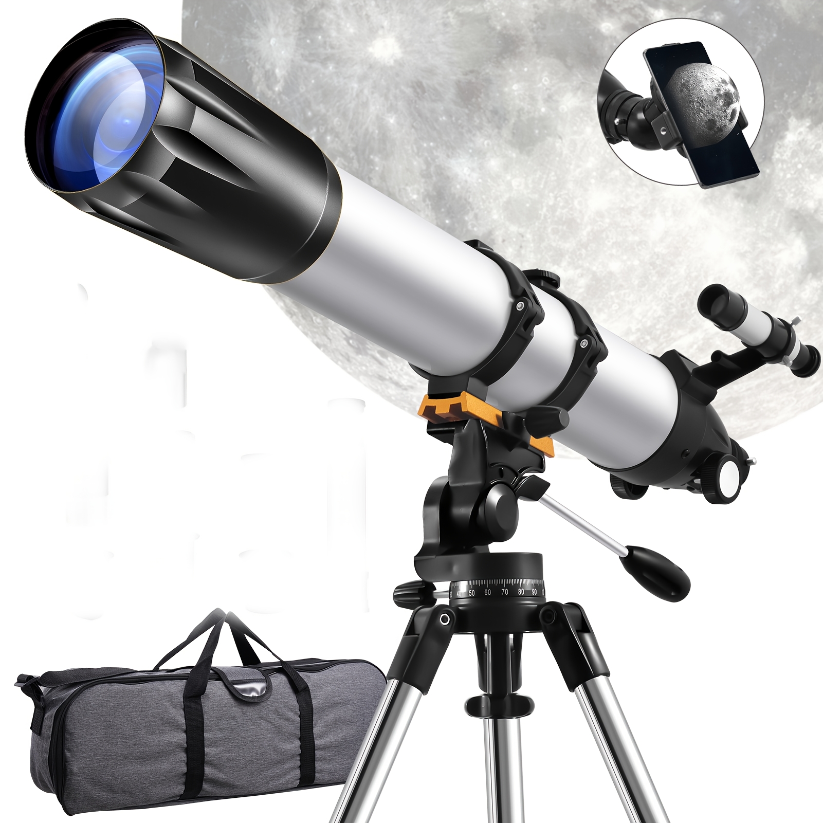 E-shop 675x Professionelles Teleskop | 900mm Brennweite, 90mm Großöffnungs-Objektiv, Manueller Fokus, Ideal zum Beobachten von Sternen, Vögeln und