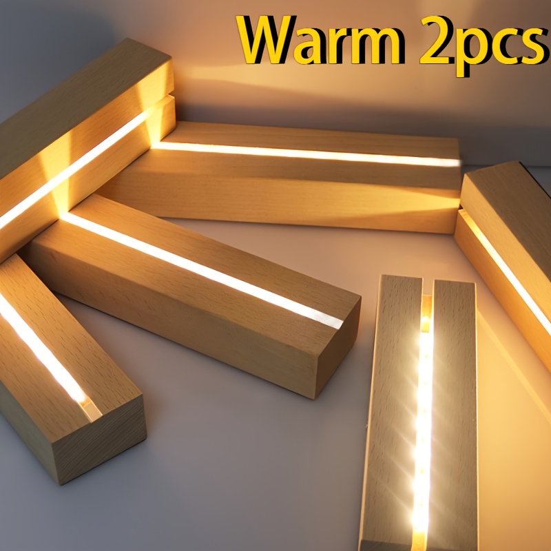 E-shop 2 Stk. Acryl leuchtender Sockel, Zierlampe, beleuchteter geriffelter Sockel, 2 Stk. Holz-Lichtsockel, Nachtlicht, USB-Lampe, Zierlampe,