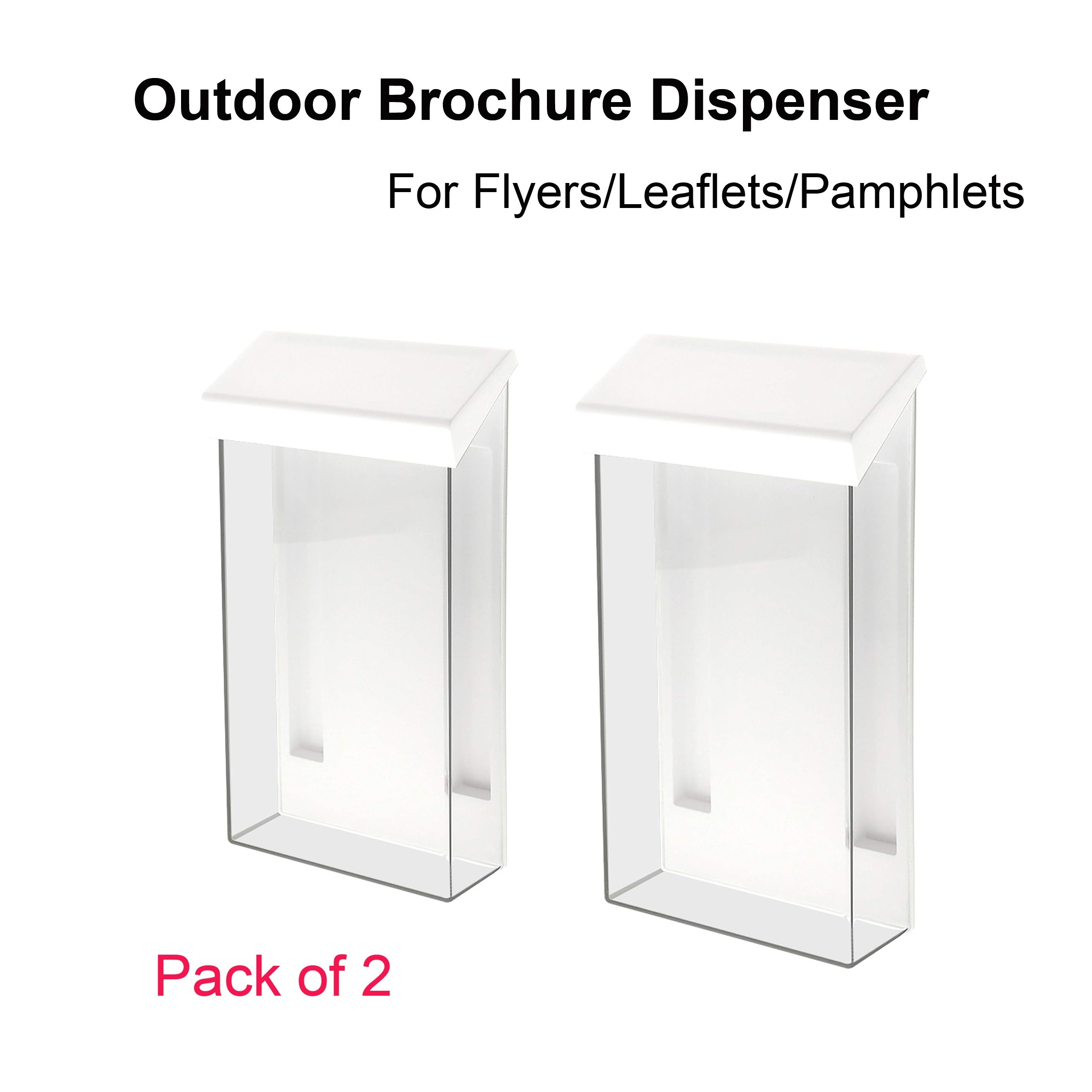 Weatherproof Brochure Dispensers, Outdoor Brochure Holder, Pamphlet Dispenser, Suitable For 1/3a4 Or Dl Or 4x9in Brochures/pamphlet/. Pack Of 2 Or Individual Product