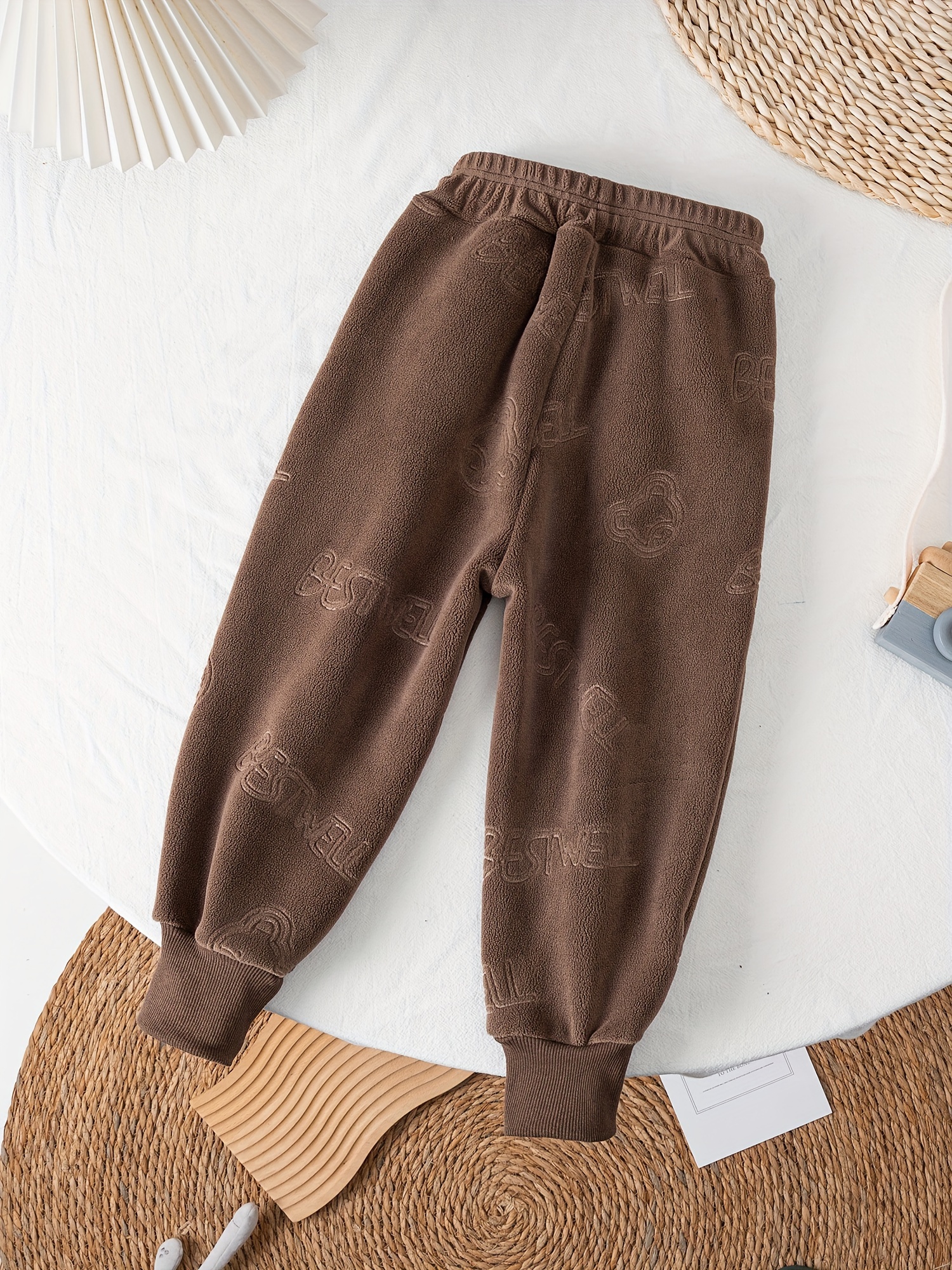 Pantalones Lana Jacquard Letras Niños Pantalones Cintura - Temu