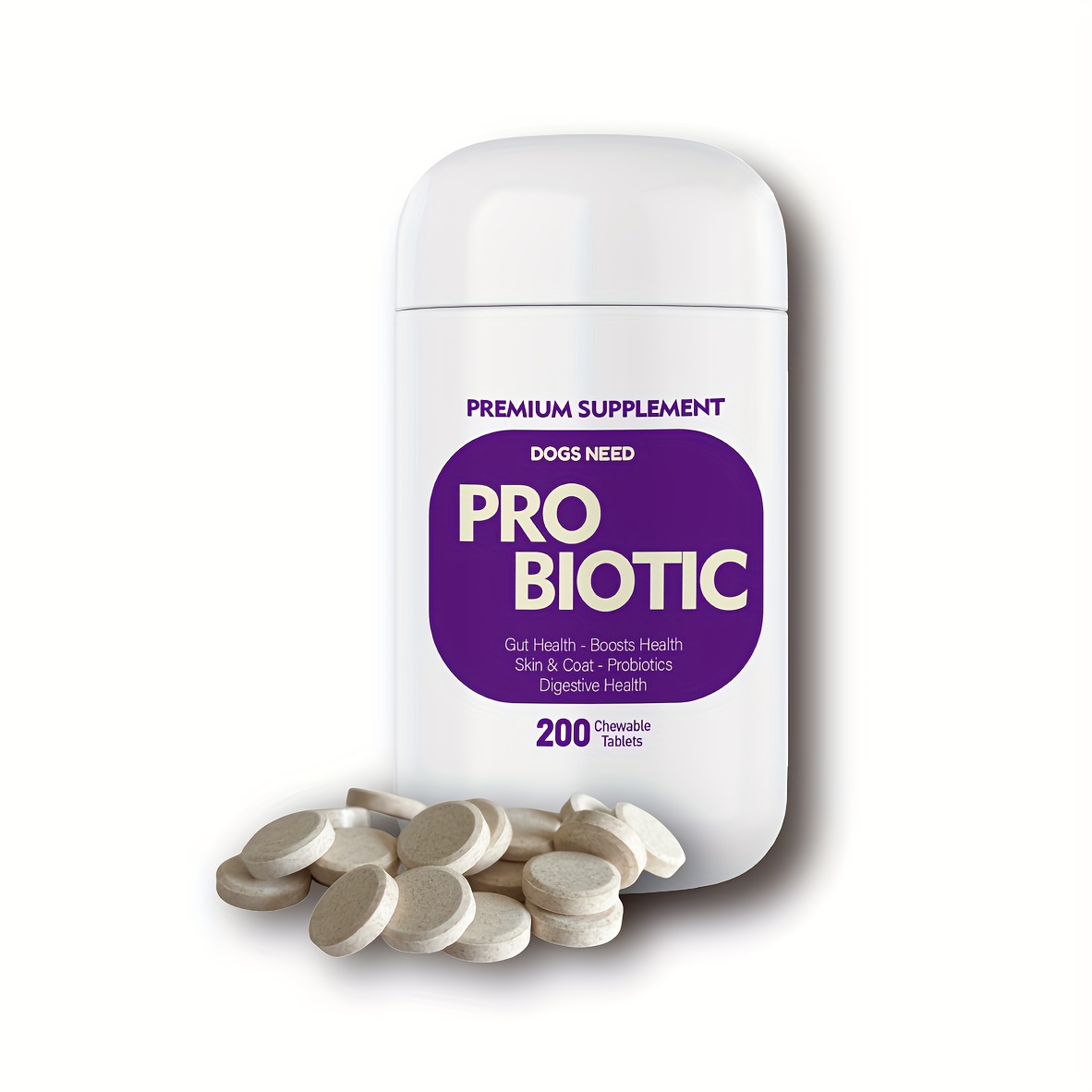 TEMU Probiotics For Dogs, & Digestive Enzymes Tablets, & Support, 200 Tablets
