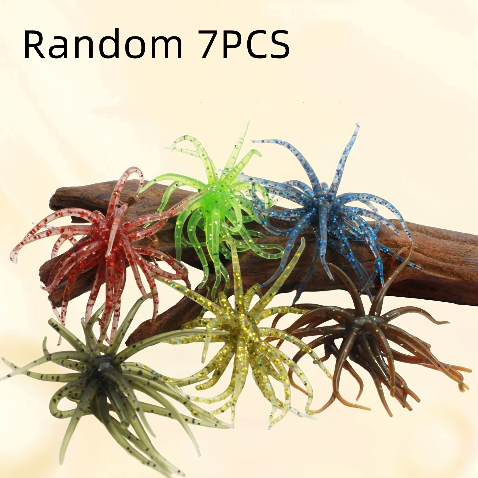 TEMU 7pcs Random Color, Lure Floating Sea Soft Bait, Soft Worm Lure, Fake Bait For Sea Fishing, Black Pit Fishing, And , Water Sac Ball Bait