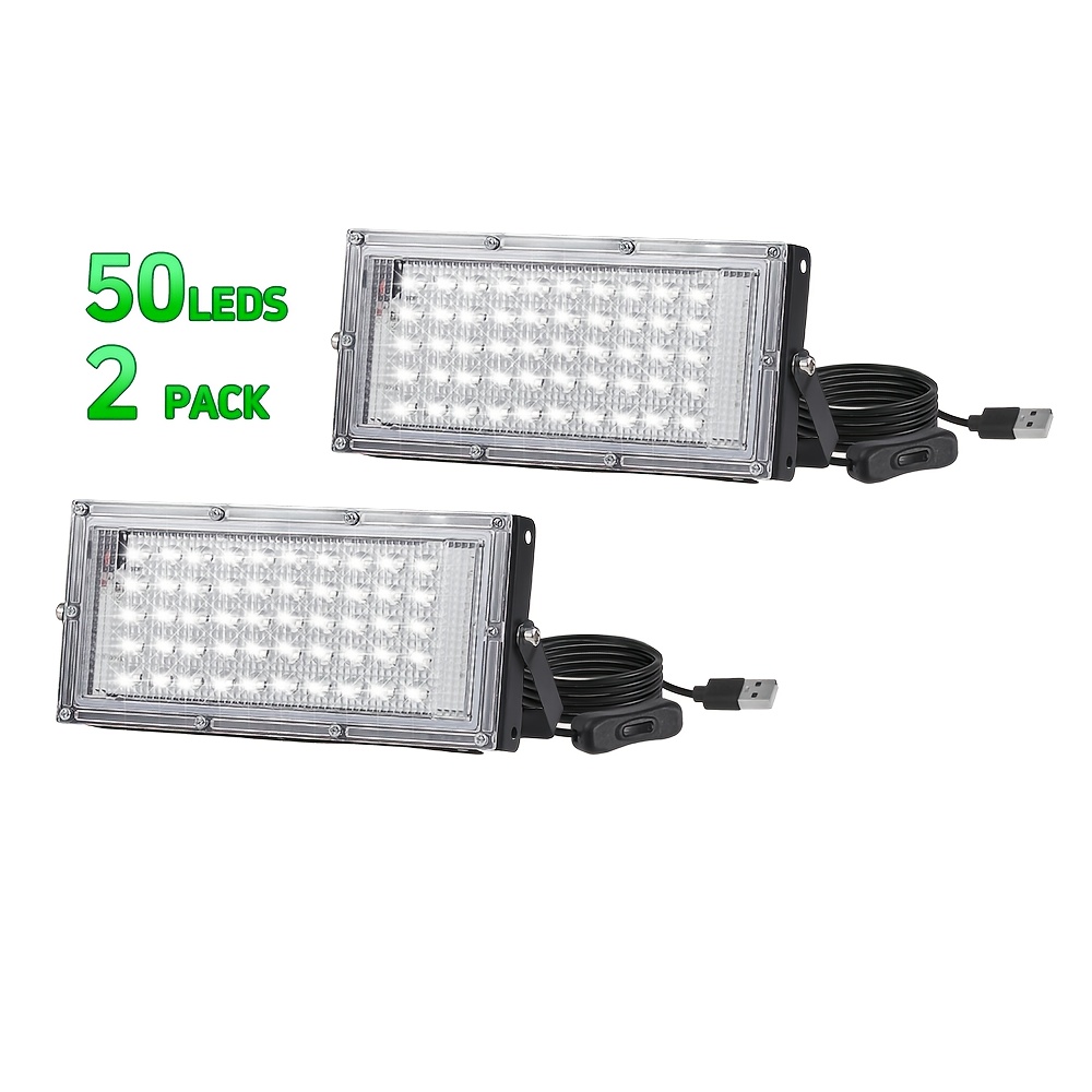 TEMU Paquete de 1/2/3 luces LED de inundación de 50/96/144 LEDs, control de luz LED para tienda, 5V, enchufe USB, múltiples métodos de instalación,