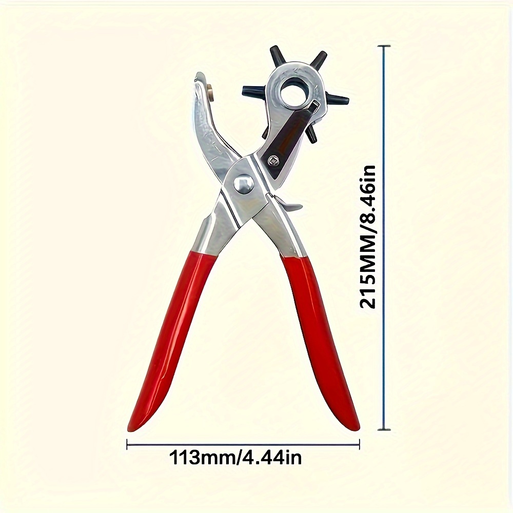 E-shop Lochzange aus Kohlenstoffstahl für Leder mit drehbarem Kopf, Multi-Größen-Locher für Gürtel, Uhrenarmbänder, Riemen, Ösen - . Drehlocher mit