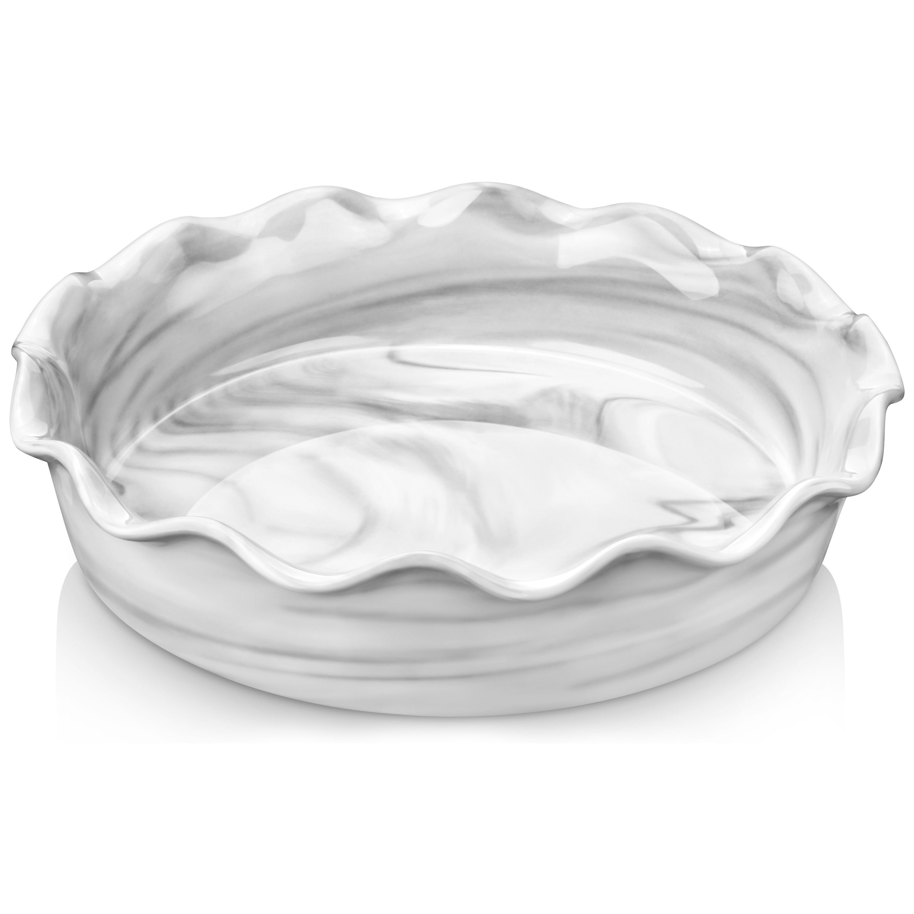 

2140ml/1660ml Flower Shaped Baking Dish, Marble Grey Porcelain Pie Pan, Oven To Table Baking Dish Ideal For Lasagne/pie/casserole/tapas