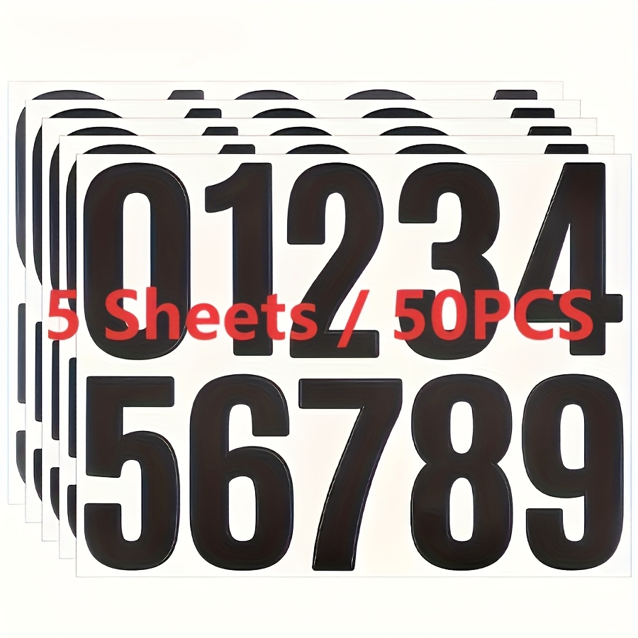 Image of 50pcs 10.16cm 0 To 9 Digit Stickers, Waterproof Stickers For Mailbox House Number Labels, Suitable For Office, School, And Number Signs