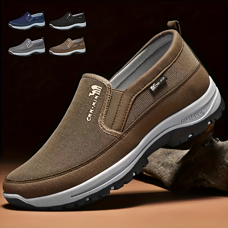 item picture Men's Solid Color Slip-On Walking Shoes - Comfortable and Durable, Suitable for Outdoor Activities, Breathable Fabric, Stylish Design, Slip-on Casual Comfort Ideal for Daily Use