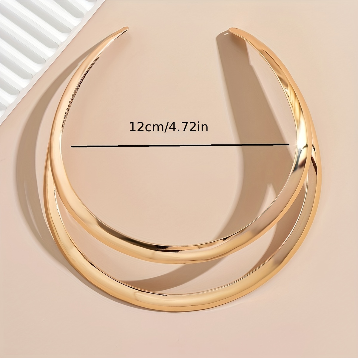 Dual Layer Open Cuff Choker Necklace, No Plating