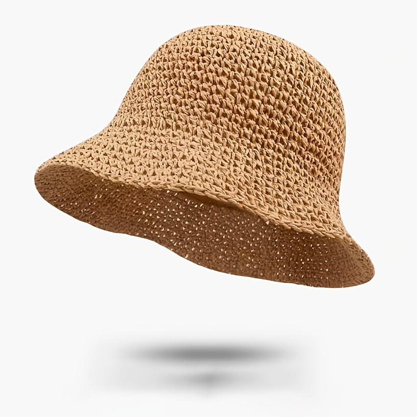 TEMU Wide-brimmed Soft Straw Fisherman Hat, High-end Large-brimmed Straw Hat, Foldable Outdoor Portable Hat, Easy To Fold And Store, Space-saving,