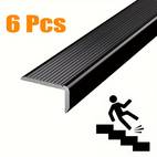 6pcs aluminum stair treads 36 l shaped non slip edge protectors waterproof safety trim for home office stairs prevent slips durable indoor staircase decor