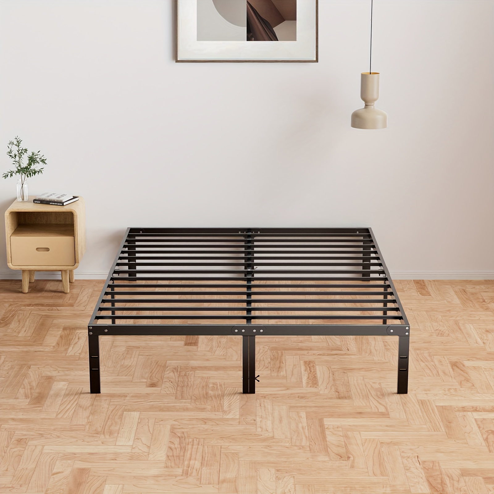 

Size Bed Frame, Metal Platform Frames Spring Needed, Heavy Duty With Storage Space