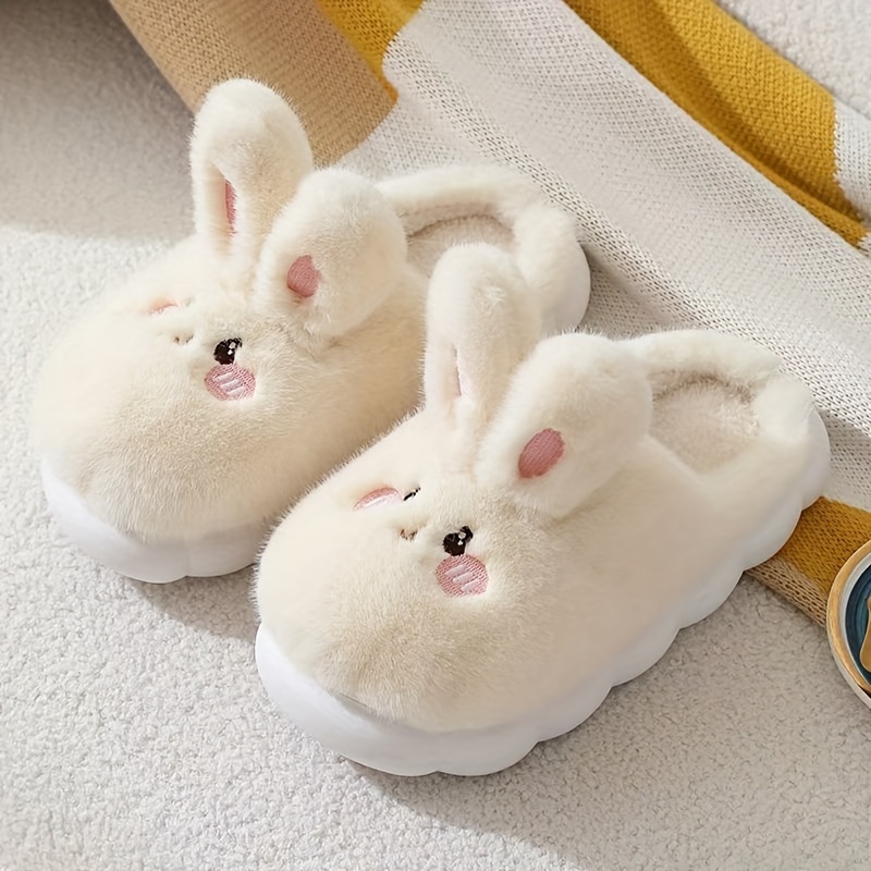 Women's Winter Warm Plush Rabbit Slippers Non-Slip Soft Sole Indoor House  Shoes with Cute Cartoon Design Slippers for Bedroom Hotel Use