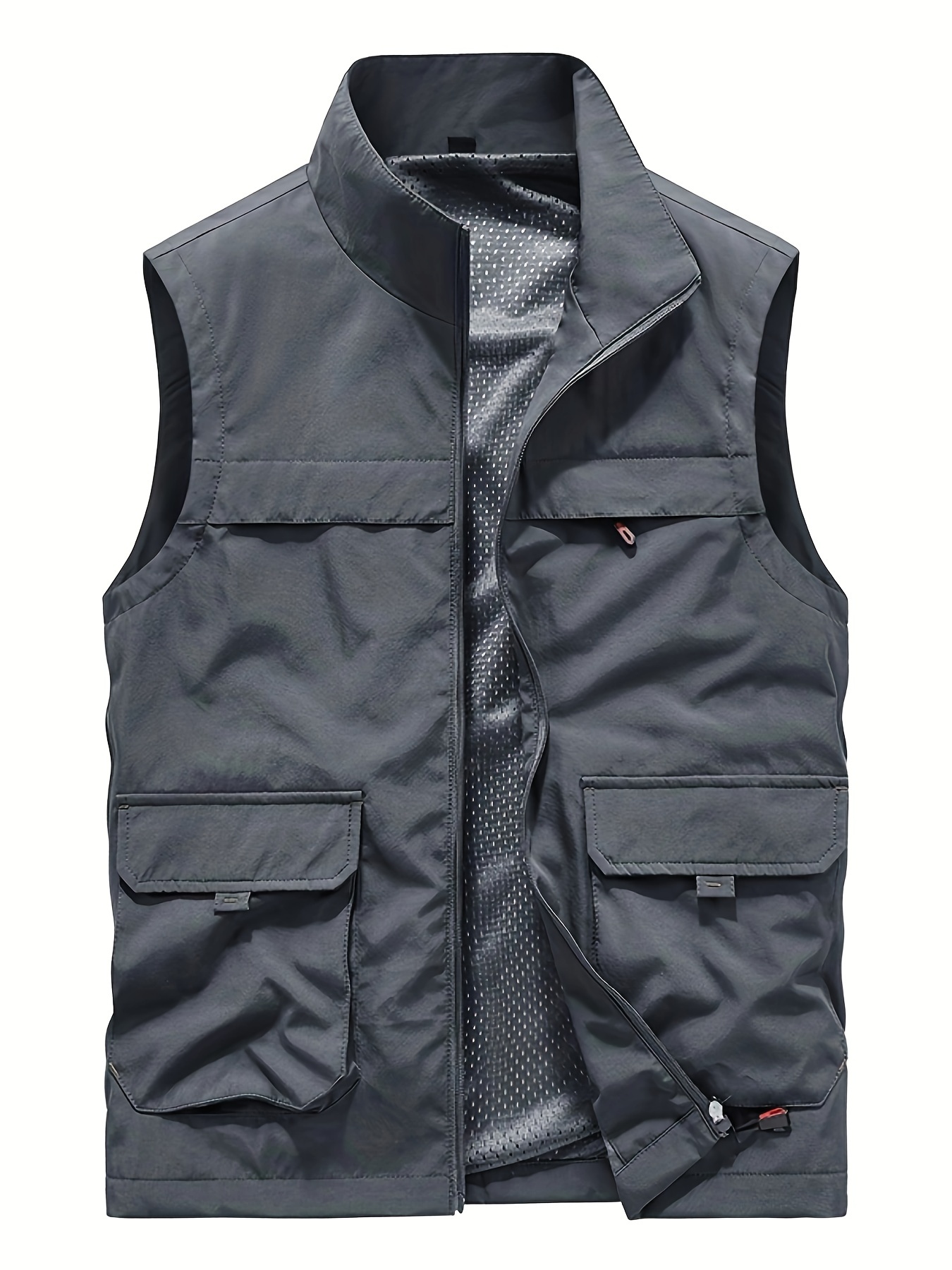 Breathable Nylon Men's Outdoor Cargo Vest Jacket Men's Zip - Temu Canada