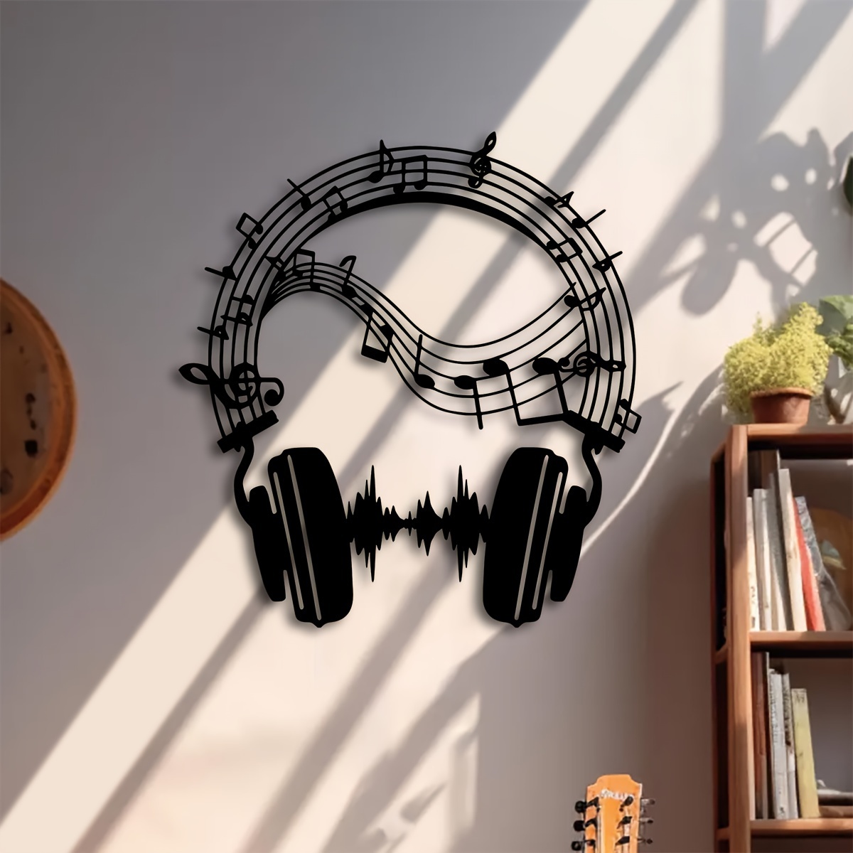 

Elegant Headphones Metal Wall Art - 14.6" X 15.7" Design, Sheet Music , Indoor/outdoor Iron For Home, Patio, Balcony - Perfect Gift For Musicians & Recording Enthusiasts